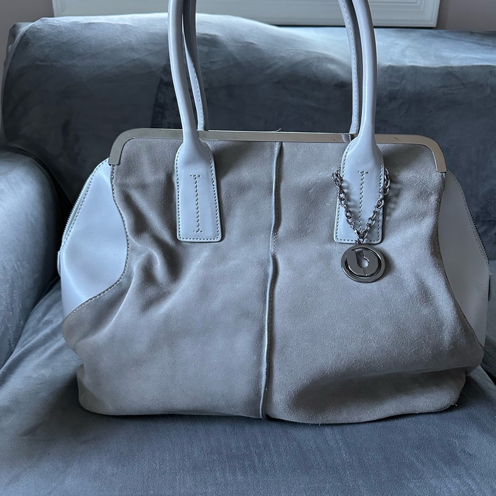 Grey leather Charles Jourdan satchel handbag